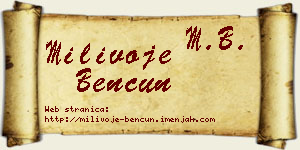 Milivoje Bencun vizit kartica